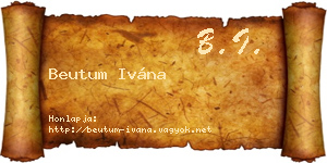 Beutum Ivána névjegykártya